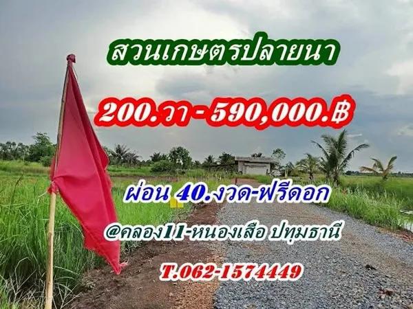 ที่ดินสวนเกษตร ชายทุ่ง ไม่ไกลกรุงแค่คลอง11